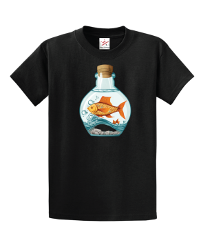 Goldfish boat in bottle Unisex Kids And Adults T-Shirt